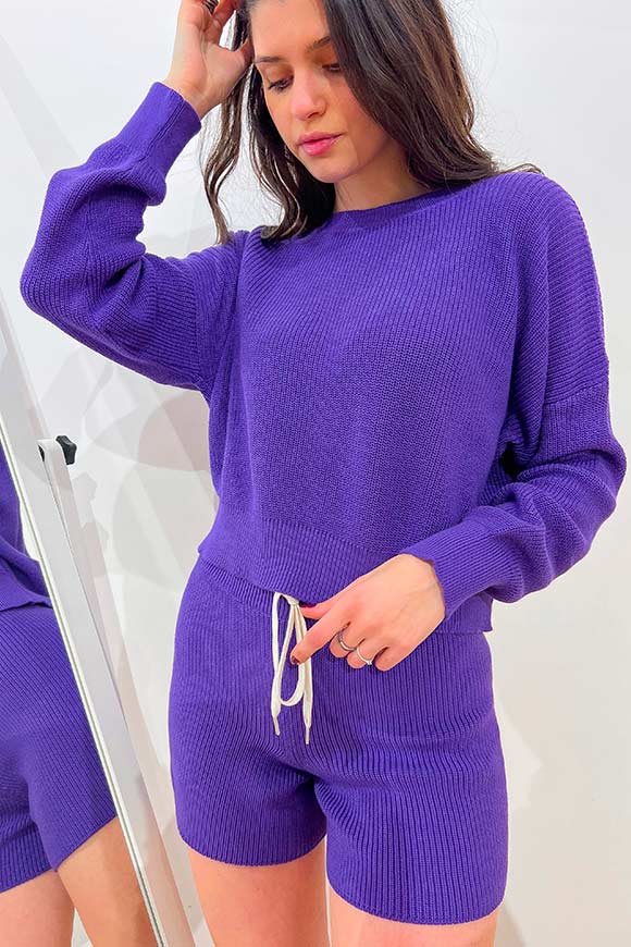 Vicolo - Purple cotton crop sweater