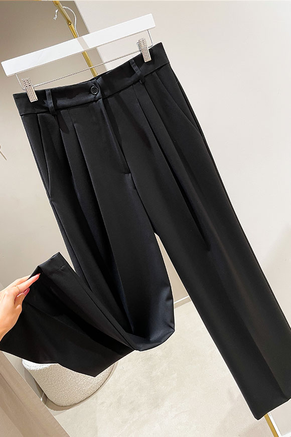 Haveone - Pantaloni neri sartoriali con pinces