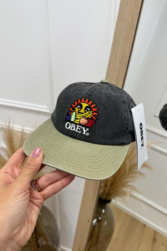 Obey - Cappello tesa cachi e patch fruits con logo