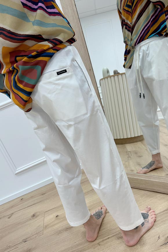 Why not brand - Pantaloni bianco con elastico e lacci in corda