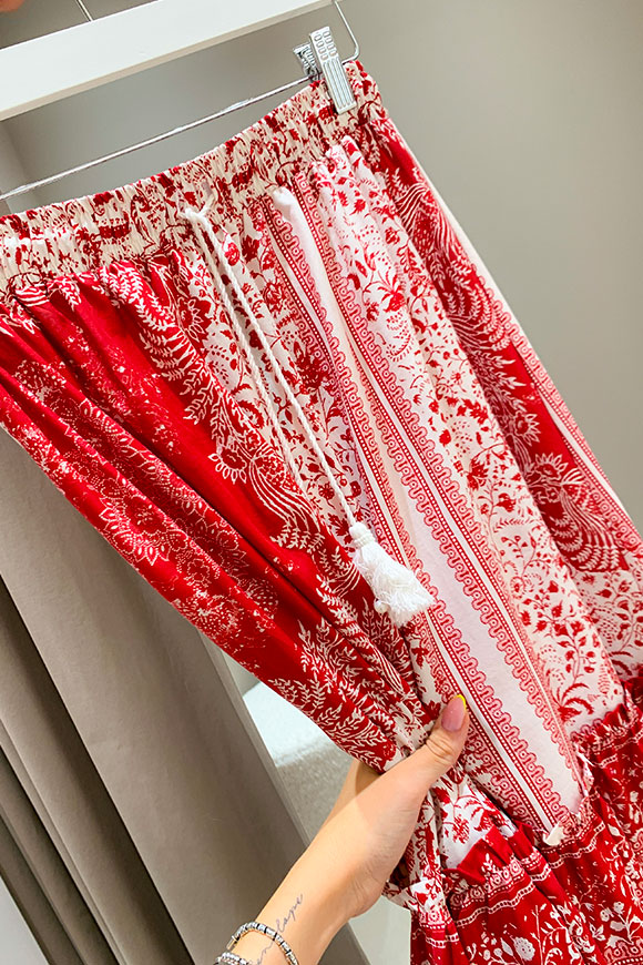 Vicolo - Red and white foulard patterned circle skirt
