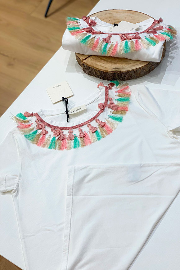 Vicolo - Round neck pastel tassel t shirt