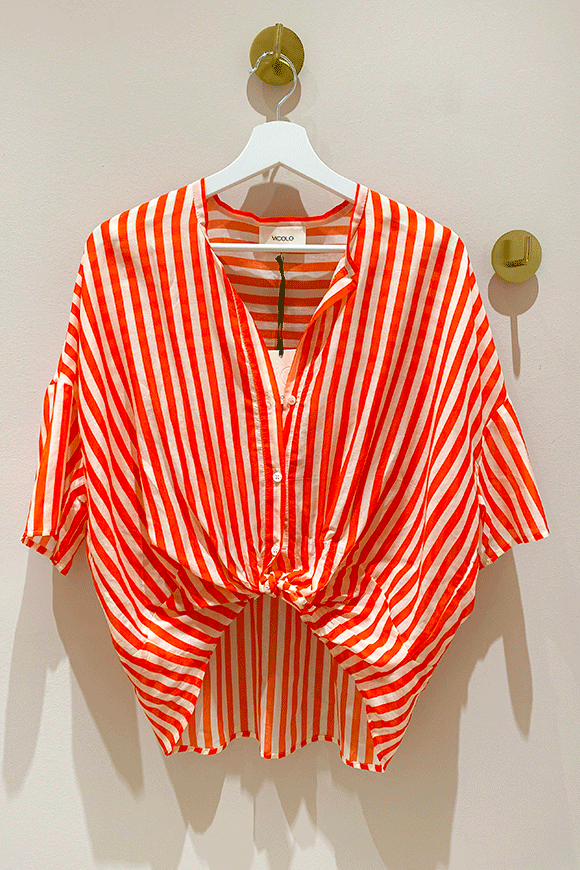 Vicolo - White and orange striped shirt