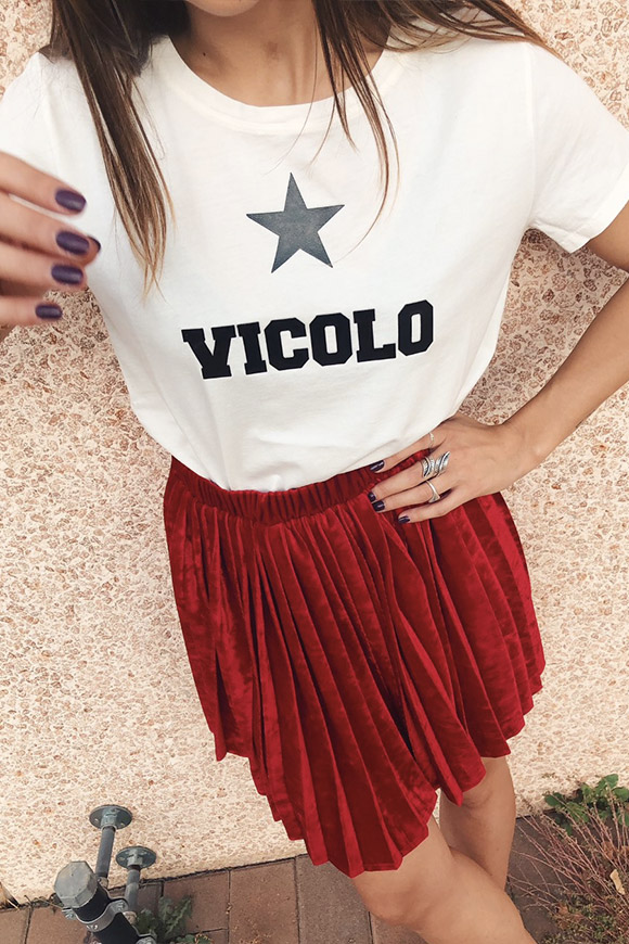 Vicolo - Red plisset velvet skirt