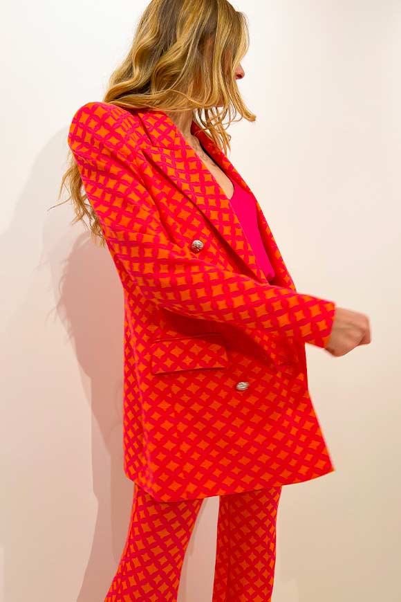 Vicolo - Orange and fuchsia geometric patterned jacket