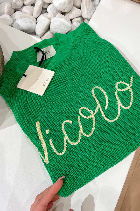 Vicolo - Grass green sweater with butter "Vicolo" logo