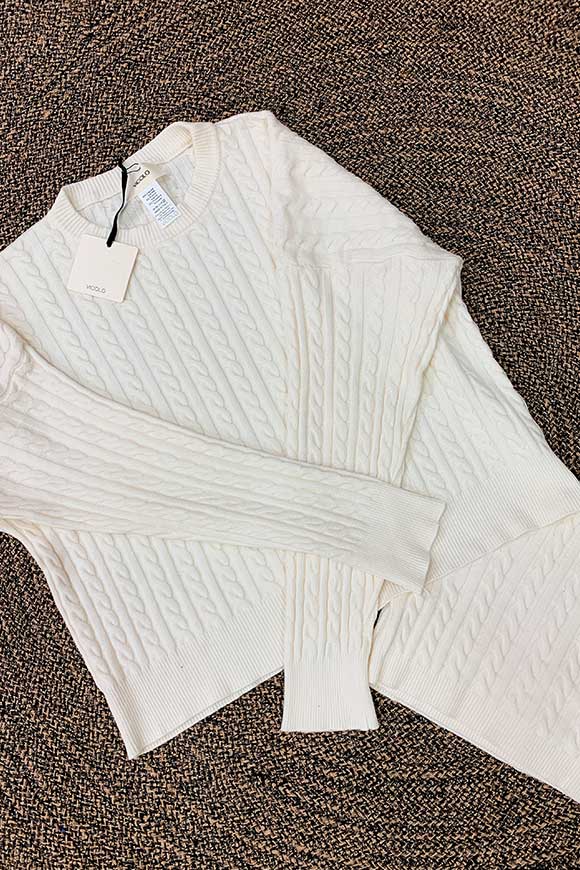 Vicolo - White cable knit sweater
