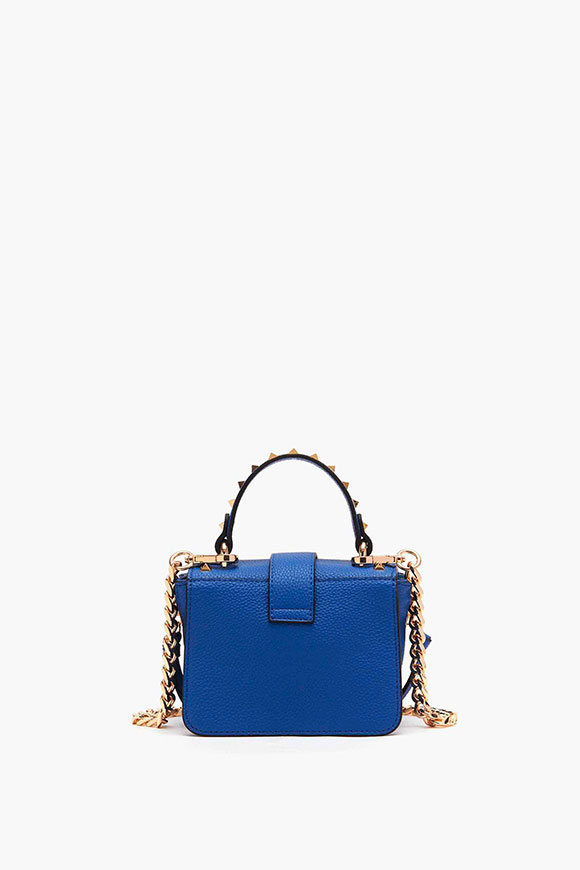La Carrie - Mini Thunder blue bag with studs