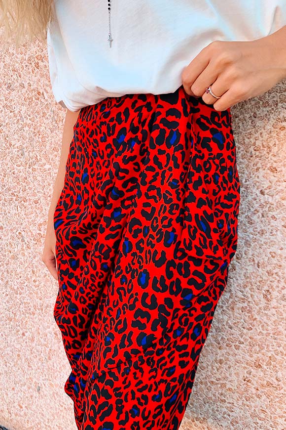 Vicolo - Red leopard midi longuette skirt