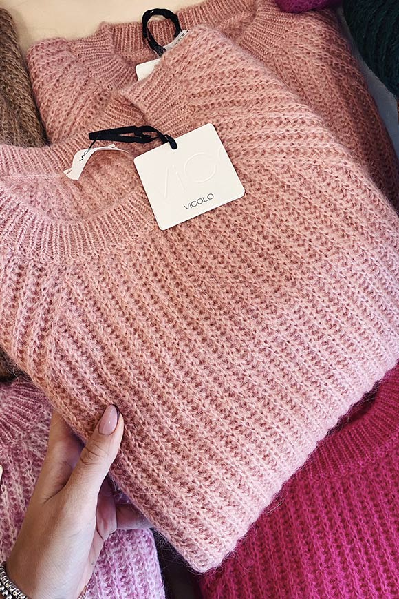 Vicolo - Maglione rosa  nude in maglia inglese