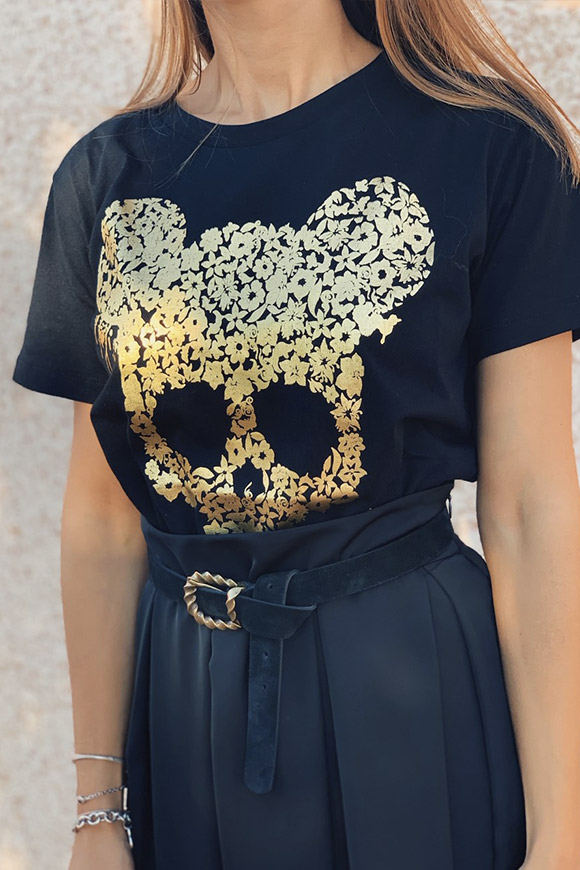 Vicolo - T shirt nera topolino oro