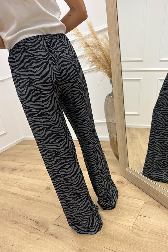 Haveone - Pantaloni zebrati grigi e neri con coulisse
