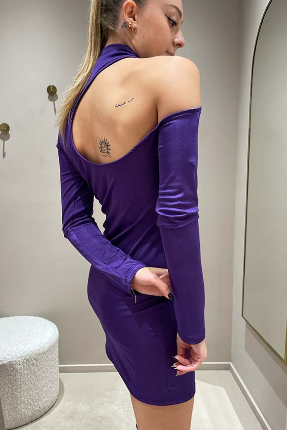 Haveone - Vestito viola con cut out su spalla