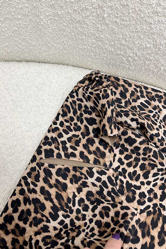 Vicolo Bambina - Maglia leopardata con maniche arricciate