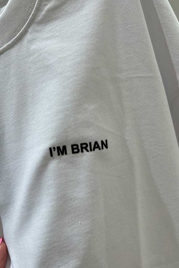 I'm Brian - T shirt bianca basica con logo nero in rilievo
