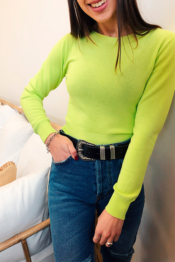 Kontatto - Neon lime crew neck sweater