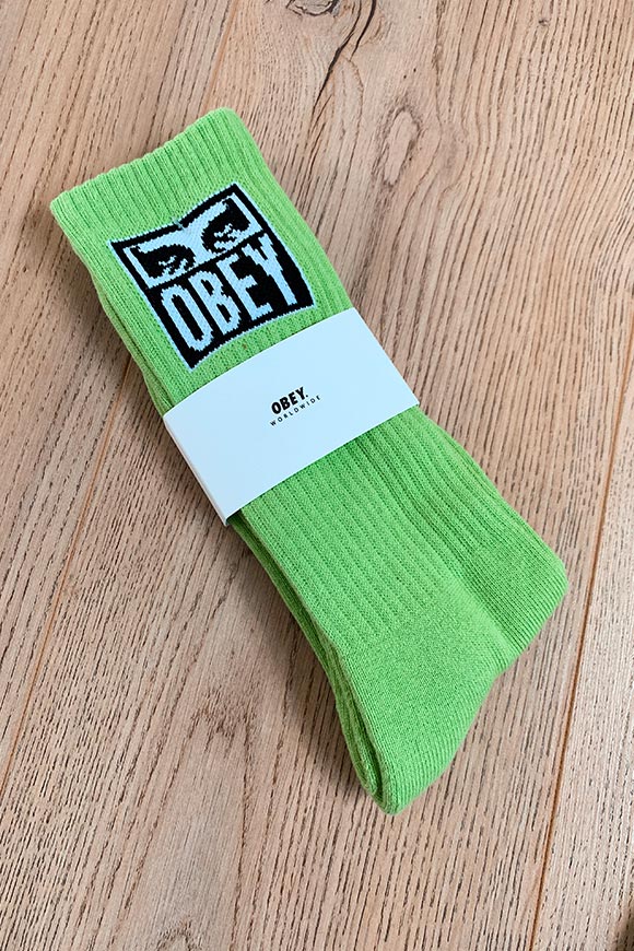 Obey - Lime terry socks with Eyes logo