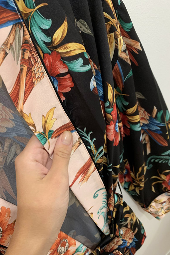 Vicolo - Giacca kimono con pappagalli