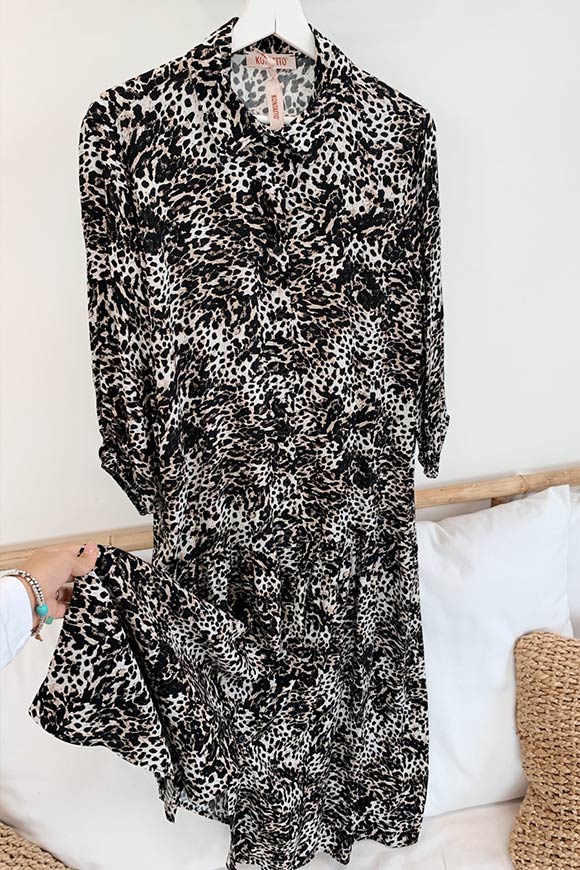 Kontatto - Long leopard dress with flounce