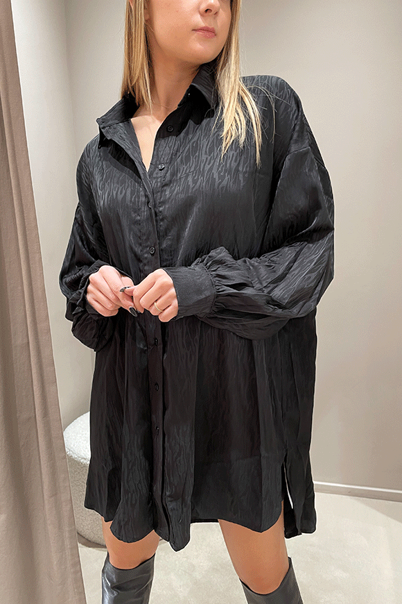 Glamorous - Vestito camicia nera fantasia jacquard