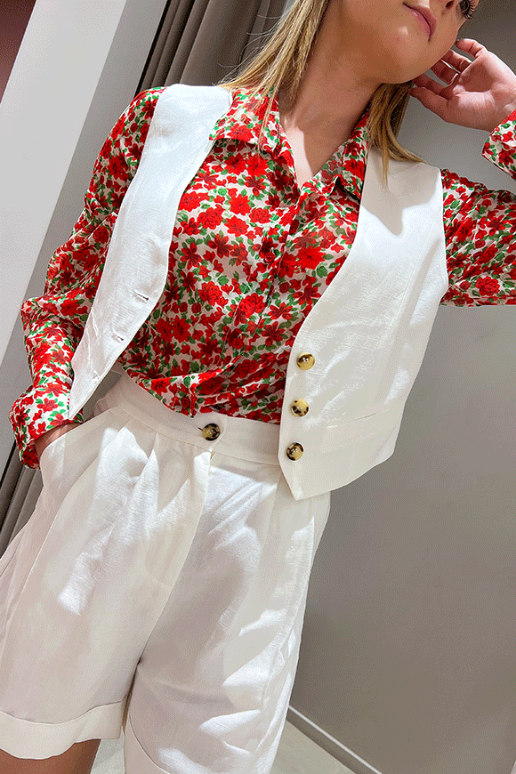 Vicolo - Pantaloncino bermuda bianco in lino
