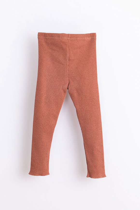 Play Up - Rust ribbed leggings with Sanguine elastic