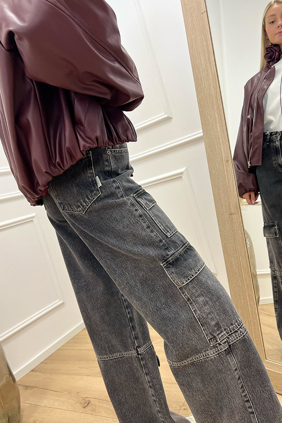 Haveone - Jeans cargo grigio scuro multipocket