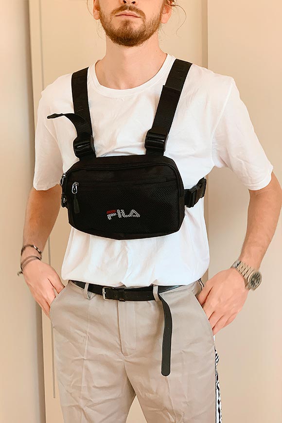 Fila - Black belt bag with braces and logo