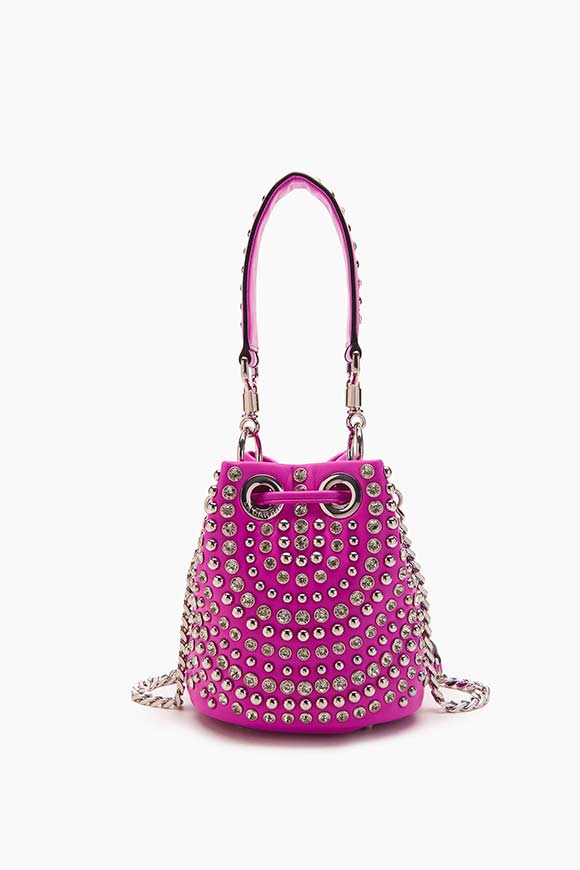 La Carrie - Purple bucket bag with silver rhinestones