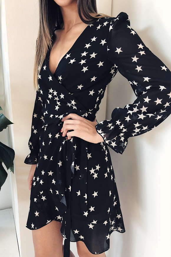 Vicolo - Black dress with white stars