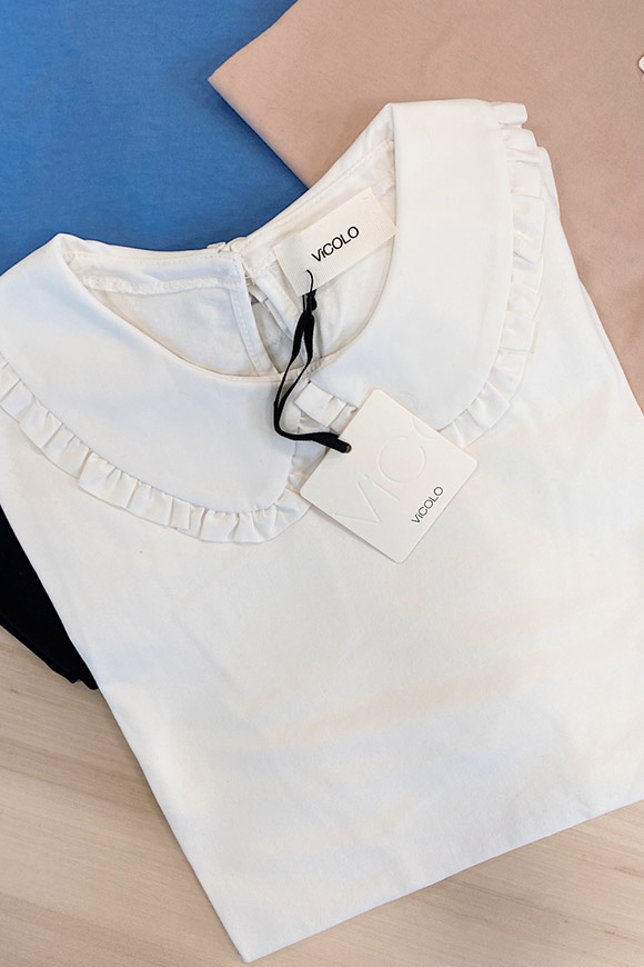 Vicolo - T shirt bianca con colletto