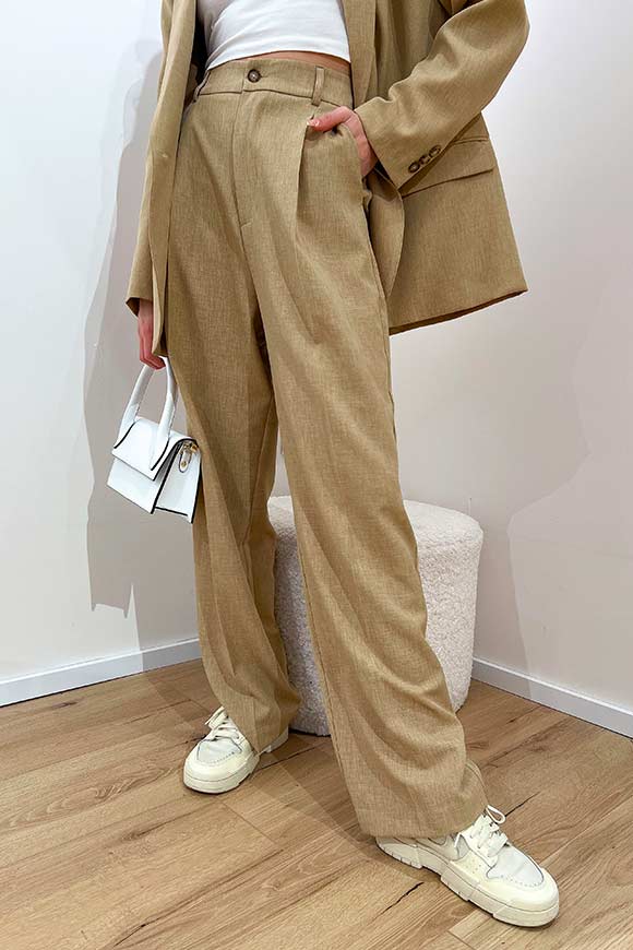 Vicolo - Sand flamed palazzo trousers