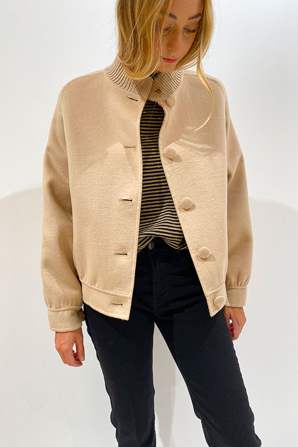 Vicolo - Beige bomber-style jacket in wool blend