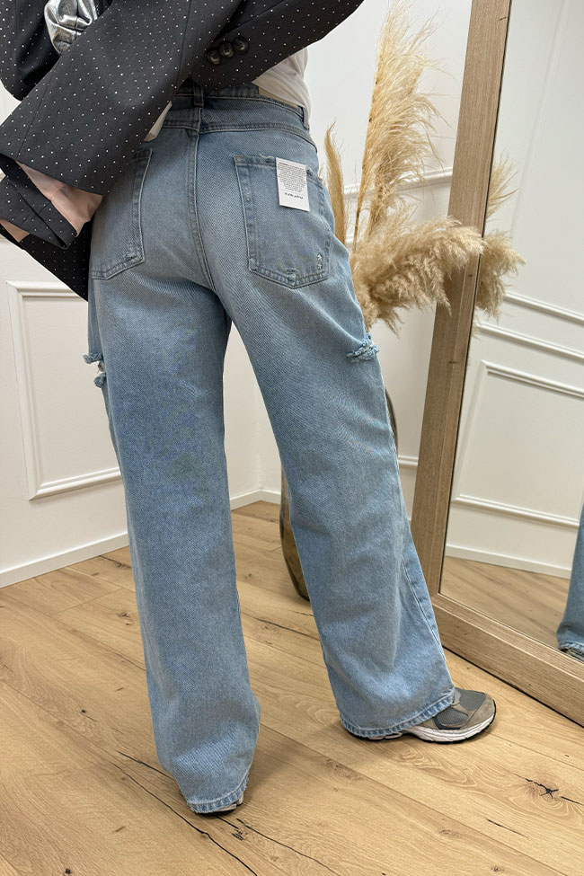 Icon Denim - Jeans "Poppy Eco" gamba ampia con rotture