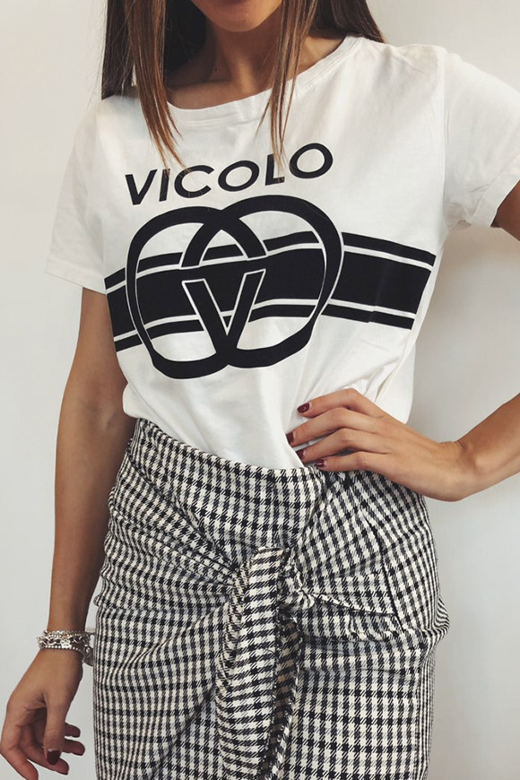 Vicolo - T shirt bianca con logo catena