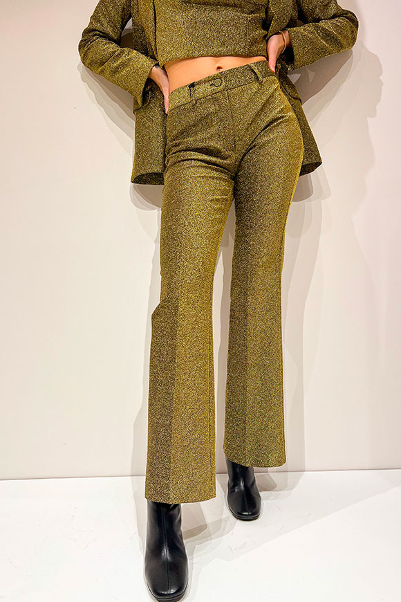 Vicolo - Gold flared trousers in lurex