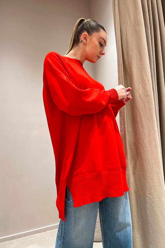 Vicolo - Oversized paprika sweater in cotton with vents
