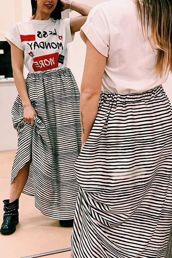 Vicolo - Black and white striped long skirt