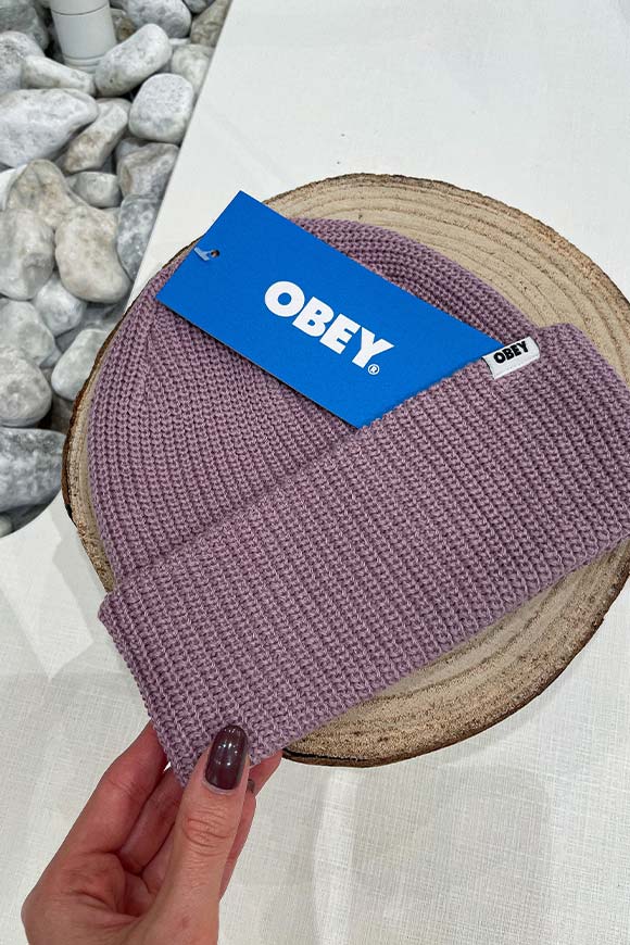 Obey - Cappello lilla in cotone organico etichetta logo