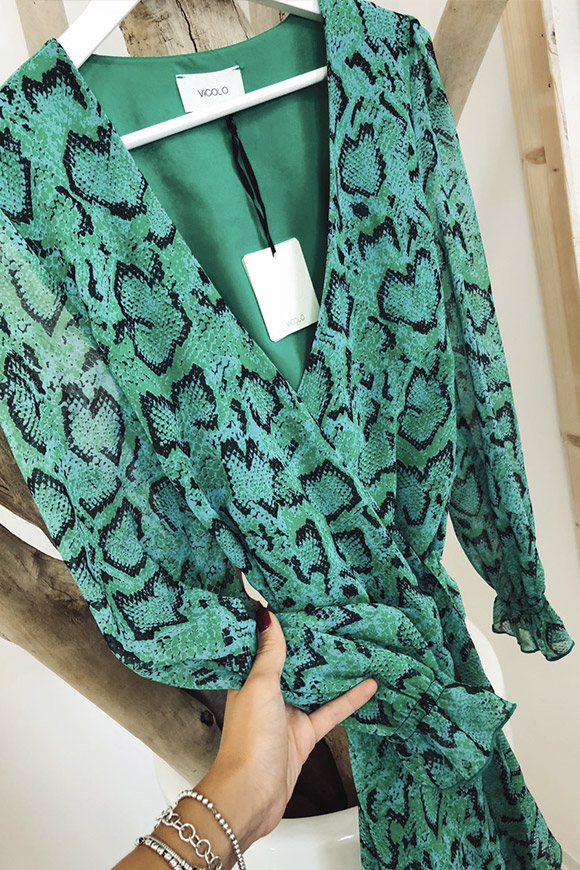 Vicolo - Vestito verde acqua stampa serpente