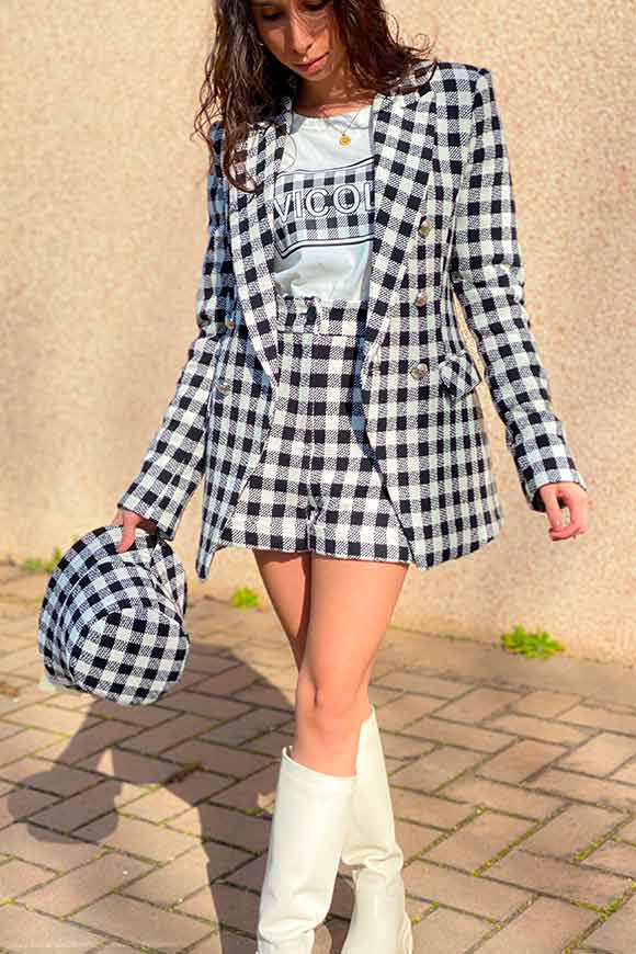 Vicolo - Black and white checked tweed jacket