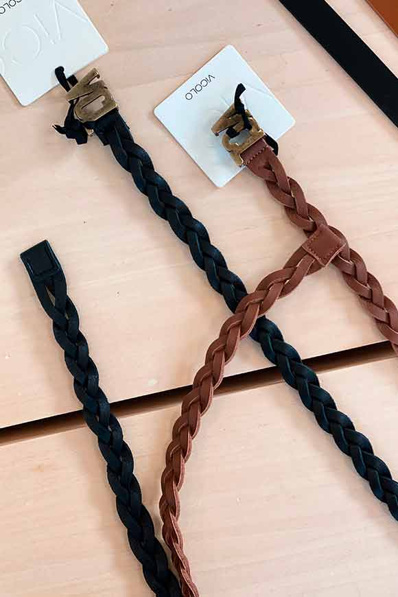 Vicolo - Braided leather belt with "VCL" logo