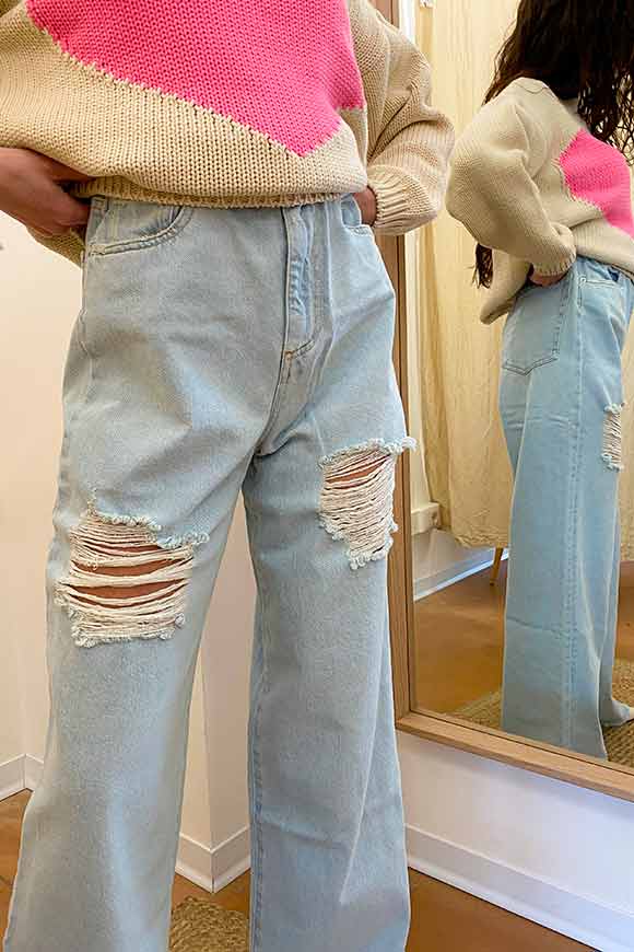 Vicolo Wide light jeans with tears - Calibro Shop