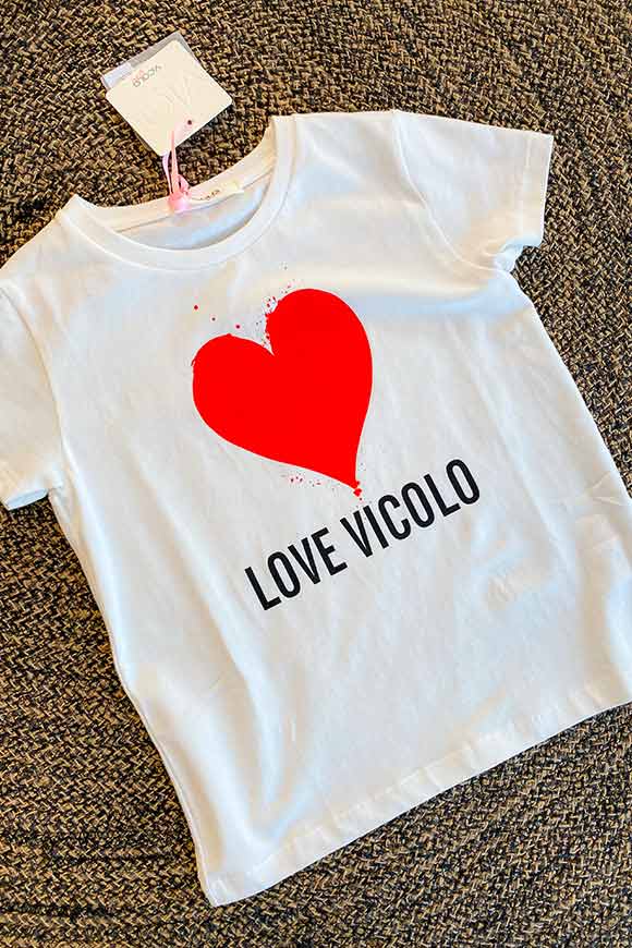 Vicolo Bambina - T shirt bianca cuore rosso