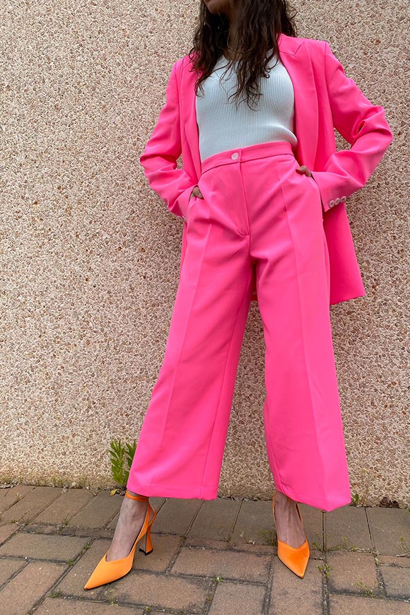 Vicolo - Pantaloni culotte fucsia neon in tessuto tecnico