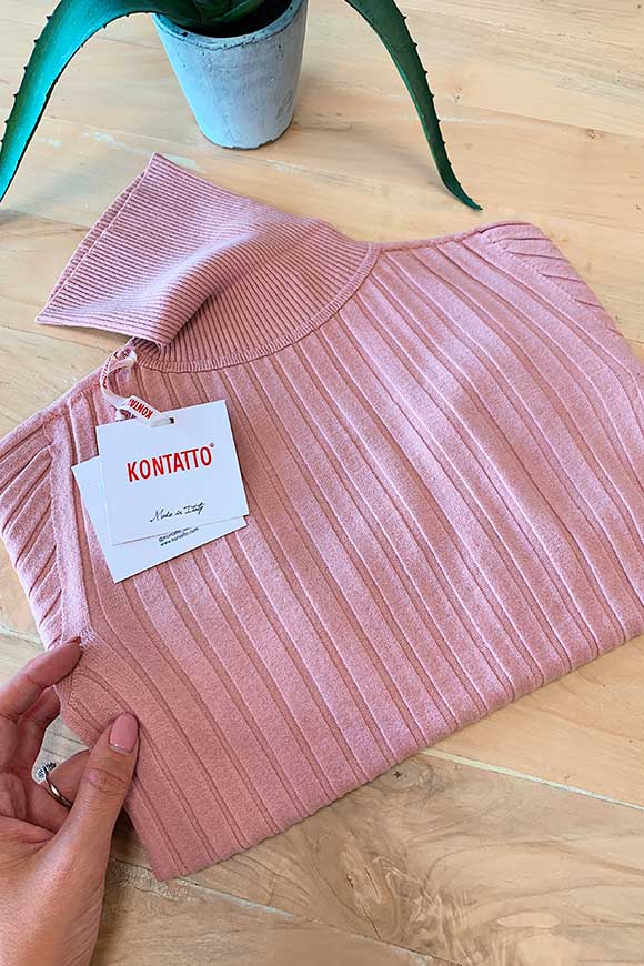 Kontatto - Quartz wide ribbed turtleneck sweater