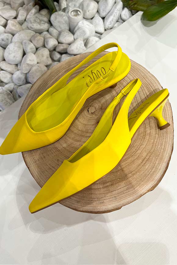 Ovyé - Lemon yellow lycra slingback sandals