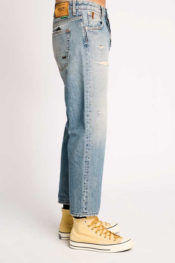 Staff Gallery - Jeans Frank con rotture lavaggio blu chiaro