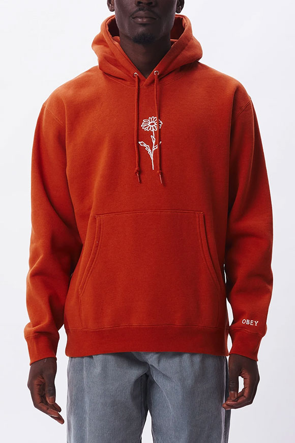 Obey - Embroidered white daisy pumpkin hoodie