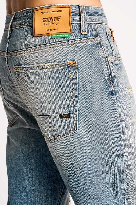 Staff Gallery - Jeans Frank con rotture lavaggio blu chiaro